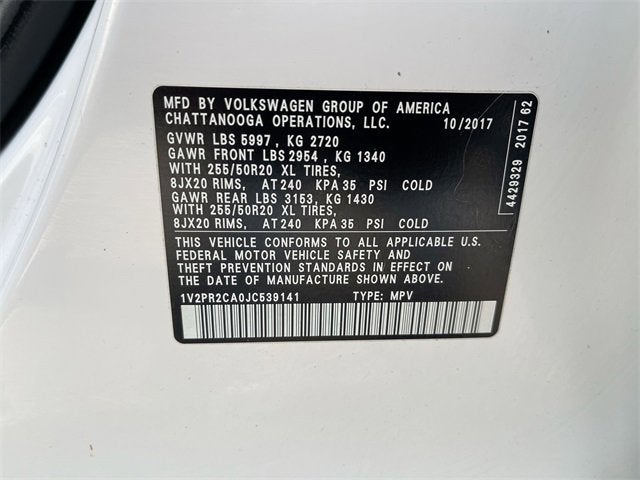 2018 Volkswagen Atlas 3.6L V6 SE w/Technology