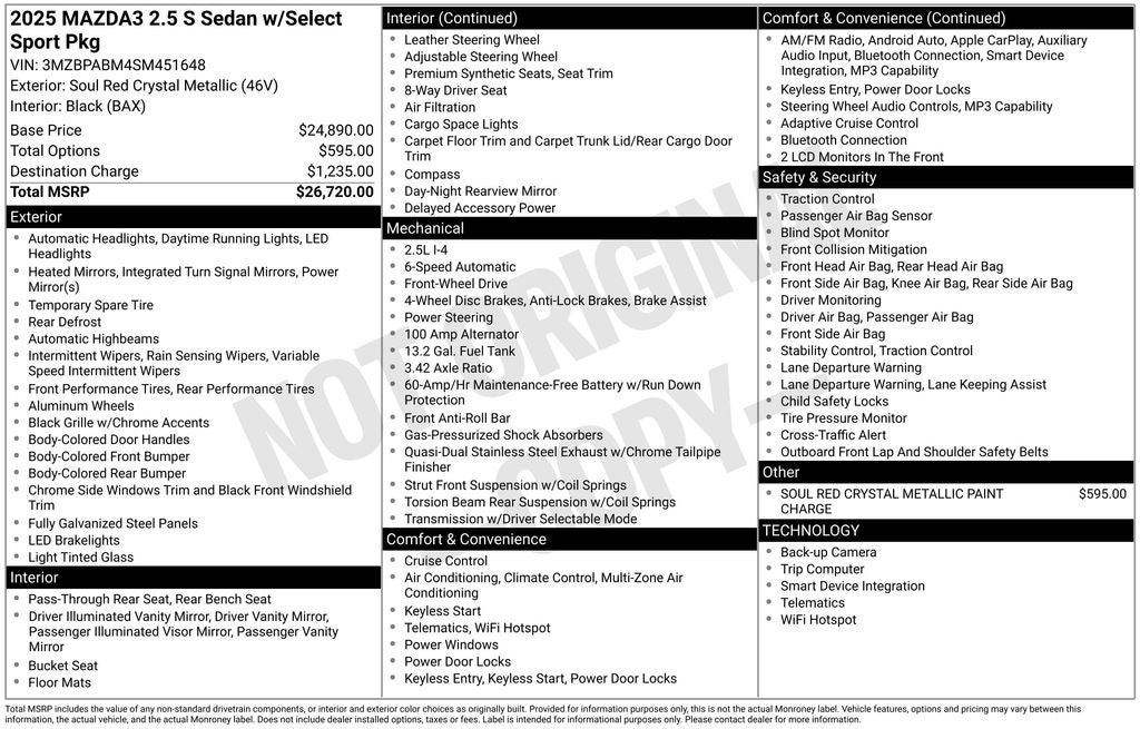 2025 Mazda Mazda3 2.5 S Select Sport