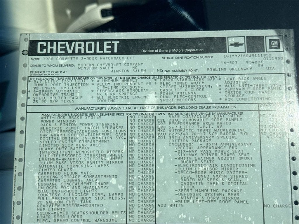 1988 Chevrolet Corvette NA